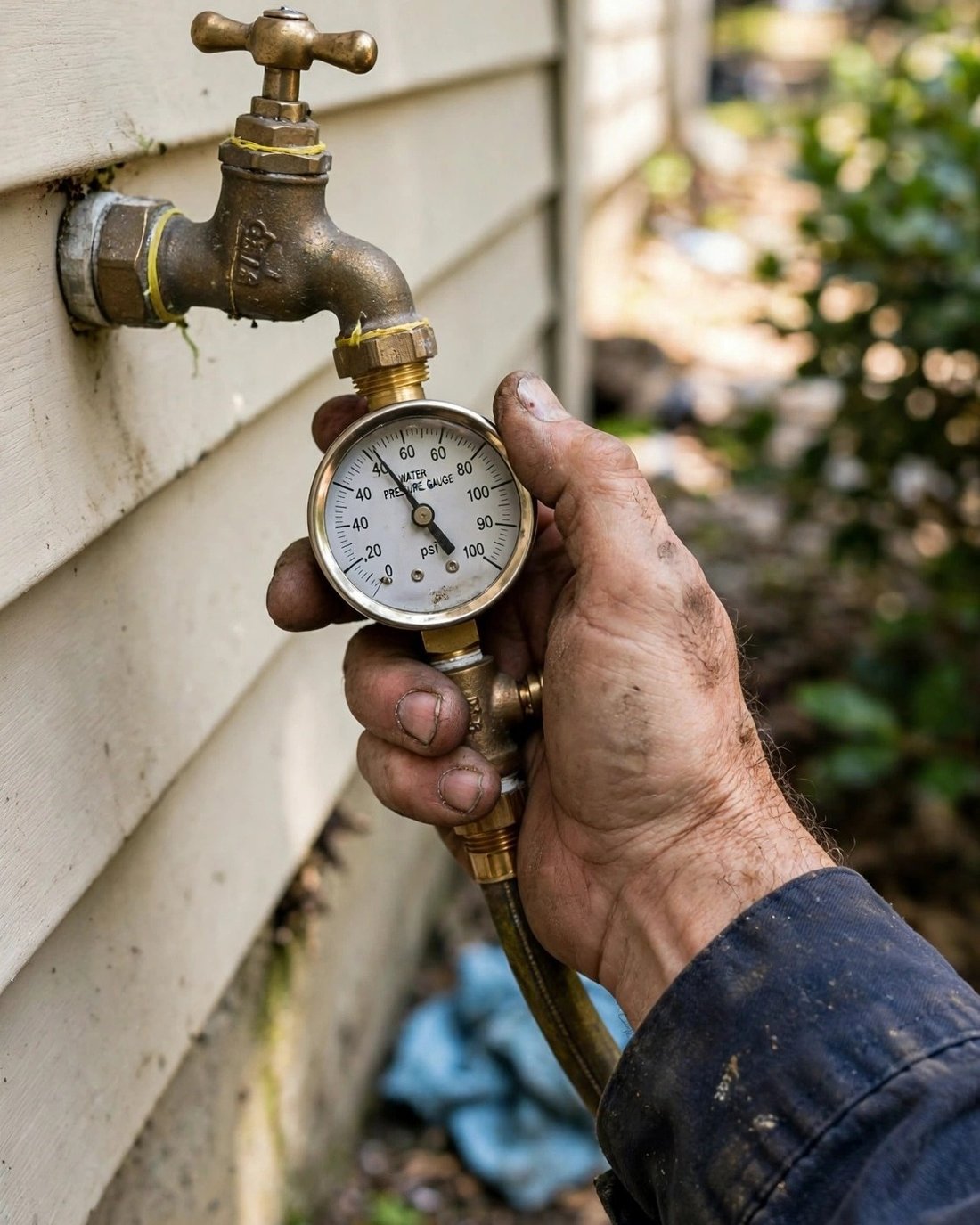 Water pressure testing during a leak inspection