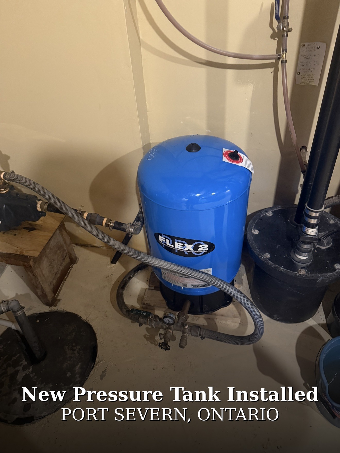 New pressure tank installed by Concepts Plumbing in Port Severn, Ontario